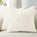 decorUhome Christmas Couch Throw Pillow Covers 22x22 Set of 2, Decorative Soft Plush Faux Wool Neutral Accent Pillow Covers for Bed Sofa Living Room, Cream White