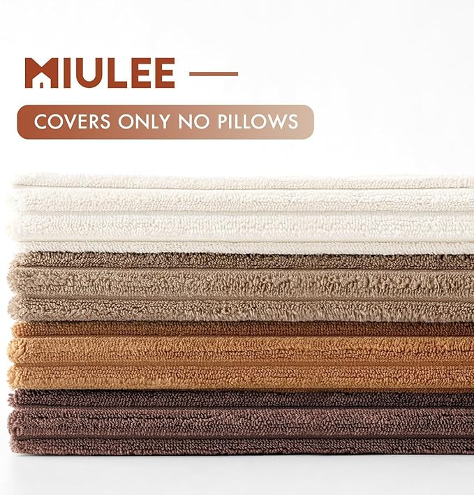 MIULEE Boho Farmhouse Fall Throw Pillow Covers 24x24 Inch Set of 4 Rustic Mordern Neutral Cushion Covers Soft Corduroy Nordic Home Decor for Couch Bed Sofa Living Room Brown