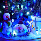 Brightown C9 LED Christmas Lights Outdoor, 33ft 50 LED Waterproof Strawberry String Lights, Extendable Green Wire Lights String for Outdoor Indoor Patio Party Decoration, Blue and White