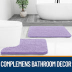 OLANLY Bathroom Rugs 59x35, Extra Soft Absorbent Chenille Bath Rugs, Rubber Backing Quick Dry, Machine Washable Bath Mats for Bathroom Floor, Tub and Shower, Home Decor Accessories, Lavender