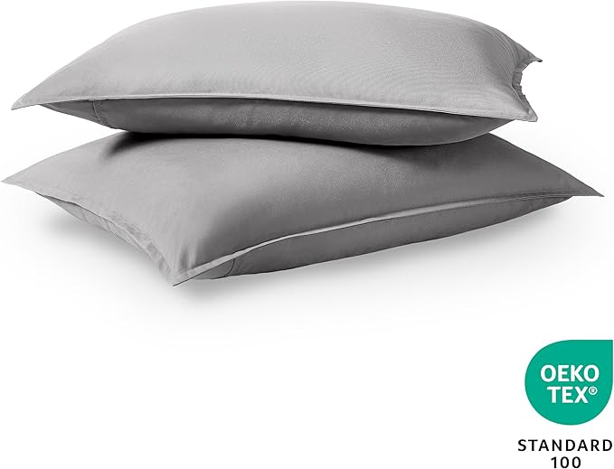 Bare Home Queen Pillow Sham Covers - Set of 2 - Premium 1800 Ultra-Soft Microfiber - Double Brushed - Bed Pillow Shams - Pillows Not Included (Set of 2, Light Grey)