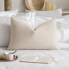 MIULEE Textured Boucle Throw Pillow Cover Beige Accent Solid Lumbar Pillow Case Decorative Soft Pack of 1 Couch Cushion Chair Sofa Bedroom Livingroom Home Decor,24x16 Inch