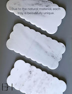 Natural Marble Tray, 12 x 6 inches Serving Board, Bathroom Organizers and Storage, Scallop Stone Present for Home Kitchen Vanity Countertop Decor (Marble, White)