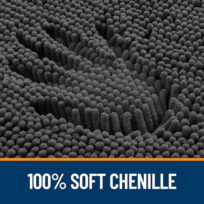 OLANLY Bathroom Rugs 40x32, Extra Soft Absorbent Chenille Bath Rugs, Rubber Backing Quick Dry, Machine Washable Bath Mats for Bathroom Floor, Tub and Shower, Home Decor Accessories, Dark Grey