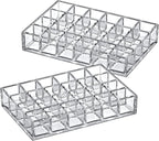 Amazing Abby - Allure - 2-Pack 24-Slot Acrylic Lipstick Organizer, Lipstick Holder, Lip Gloss Holder, Cosmetic Storage Display, Perfect Storage Solution for Drawer and Vanity (Slot Size: 1.0" x 1.0")