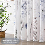QiyI Watercolor Wildflowers Shower Curtain, Minimalist Grey Poppies Cloth Bath Curtain, Embossed Butterflies Botanical Flower Bathroom Curtain, Waterproof Fabric Shower Curtain Set with Hooks, 72x72