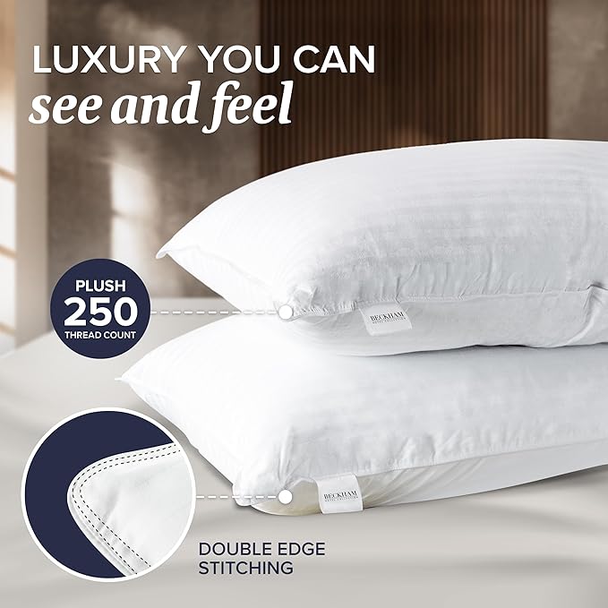 Beckham Hotel Collection Bed Pillows Standard / Queen Size Set of 2 - Original Soft Down Alternative Pillow for Sleeping - Soft Support for Back, Stomach or Side Sleepers