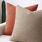MIULEE Fall 24x24 Inch Textured Boucle Throw Pillow Cover Burnt Orange Accent Solid Eruo Sham Pillow Case Decorative Soft Pack of 1 Couch Cushion Chair Sofa Bedroom Livingroom Home Decor