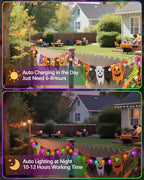 2-Pack 100 LED Purple Orange and Green Solar Halloween Lights Outdoor - 64FT Crystal Globe Waterproof Solar String Lights with 8 Lighting Modes for Halloween Decorations, Garden, Patio, Party, Porch