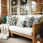 MIULEE Christmas Decorative Chenille Throw Pillow Covers, 18x18 Inch, White Dark Green Tree, Set of 2 Cute Trees with Plaid Patterns Pillows for Sofa Couch Bedroom Chair Xmas Home Decor
