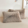 XeGe Fluffy Faux Fur Pillow Cases, Ultra Soft Plush Shaggy Fuzzy Pillowcases, Furry Crystal Velvet Decorative Pillow Shams with Zipper Closure, Set of 2 (King, Khaki Ombre)
