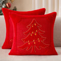 DFXSZ Christmas Pillow Covers 18x18 Yellow Star Light Red Christmas Tree Decoration Soft Plush Faux Fur Jacquard Throw Pillows for Bedroom Sofa Holiday Festivals Winter Home Decor PTK067B18