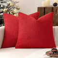 MIULEE 20x20 Inch Christmas Decorative Pillow Covers for Couch Bed Set of 2 Textured Boucle Neutral Winter Throw Pillows Red Accent Solid Cushion Pillowcases Sofa Livingroom Home Decor