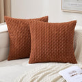 MIULEE Burnt Throw Pillow Covers Soft Corduroy Decorative Set of 2 Boho Striped Pillow Covers Pillowcases Farmhouse Home Decor for Couch Bed Sofa Living Room 18x18 Inch