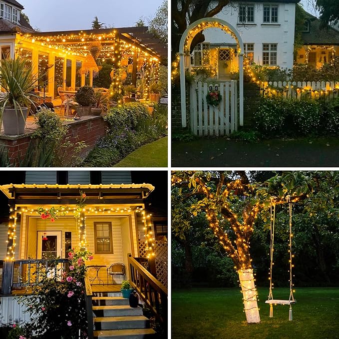 JMEXSUSS 2 Pack Solar Christmas Lights Outdoor - Total 400 LED 151FT Solar String Lights Outdoor Waterproof, 8 Modes Warm White String Light for Outside Patio Yard Tree Garden Christmas Decorations