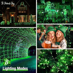 btfarm 4 Pack Solar String Lights Outdoor, 320LED 132FT Halloween Solar Fairy Lights Outside Waterproof, 8 Modes Solar Powered Twinkle Lights for Tree Garden Patio Halloween Decorations, Green