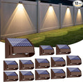 Brighter Solar Fence Lights-3000/4000/6000K 3 Mode,Solar Lights Outdoor Waterproof,Dusk to Dawn Deck Light, Outdoor Lighting for Backyard/Railing/Wall/Step/Patio(12 Pack,Brown)