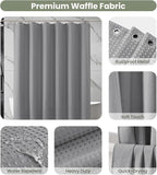 Inhousolu Fabric Shower Curtain Waffle Weave, 230 GSM Heavy Duty, Weighted Hem, 14 Metal Hooks, Water Repellent, Machine Washable, Hotel Spa Luxury Bath Curtain Set, 72 x 84 Inch, Grey