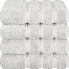 American Soft Linen Luxury Hand Towels for Bathroom, 600 GSM 100% Cotton Turkish 4 Piece Hand Towel Set, 600 GSM Hand Face Towels for Kitchen, Silver Grey Hand Towels