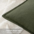 MIULEE Decorative Linen Euro Sham Pillow Covers 22x22 Inch Dark Olive Green Boho Farmhouse Neutral Christmas Couch Throw Pillows for Bed Pack of 2 Accent Modern Pillowcase Sofa Livingroom Home Decor