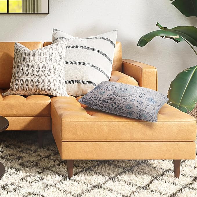 Snycler Boho Throw Pillow Covers 12x20 inch Set of 2 Terracotta Rust Blue Colored Throw Pillows Double Sided Boho Home Soft Decor for Bedroom Living Room Couch & Sofa (No Inserts)