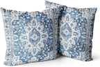 Snycler Boho Throw Pillow Covers 24x24 inch Set of 2 Blue Boho Rug Carpet Double Sided Pattern Cotton Soft Pillow Case Cushion Cover Pillowcase for Couch Sofa Bed Decorative