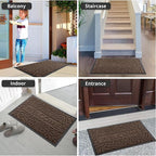 Yimobra Welcome Mat Outdoor 29.5x17, Waterproof Non-Slip Outdoor Mats for Front Door Outside Entrance, Low-Profile Entryway Mat Indoor for Garage Patio, Coffee