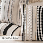 ANRODUO Pack of 2 Boho Decorative Throw Pillow Covers 18x18 Farmhouse Cushion Case Striped Chenille Pillow Cases Square Pillow Covers Accent Neutral Pillowcase for Sofa Couch Bed Fall, Gray Stripe