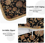 Vintage Tapestry Floral Soft Velvet Throw Pillow Covers Set of 2 Black Brown Bohemian Boho Carpet Flowers Decorative Pillow Covers 16x16 Inch Rustic Retro Rug Pillow Case For Sofa Couch Home Decor
