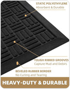 Color&Geometry Front Door Mat Outside Entrance, Heavy Duty Non Slip Low Profile Doormat for Entryway, Trap Dirt and Moisture Welcome Mats All-Weather, Easy Clean, Patio, Garage, 24"x48" Black