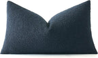 MIULEE Textured Boucle Throw Pillow Cover Navy Blue Accent Solid Lumbar Pillow Case Decorative Soft Pack of 1 Couch Cushion Chair Sofa Bedroom Livingroom Home Decor,12x20 Inch