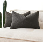 MIULEE Textured Boucle Throw Pillow Cover Dark Coffee Accent Solid Lumbar Pillow Case Decorative Soft Pack of 1 Couch Cushion Chair Sofa Bedroom Livingroom Home Decor,12x20 Inch