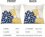 Outdoor Pillow Covers 16x16 Inch Set of 2 Navy Blue Yellow Outdoor Waterproof Decorative Throw Pillows Summer Spring Decor for Home Patio Funiture Garden Living Room Polyester Cushion Covers 01G16