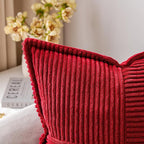 MIULEE Christmas Decorative Euro Sham Throw Pillow Covers for Couch Bed Livingroom 22x22 Inch Set of 2 Red Boho Accent Throw Pllows Broadside Striped Patchwork Soft Corduroy Pillowcases