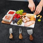 Marble Charcuterie Board, Charcuterie Boards, Cheese Boards, 13" Wood - Marble Cheese Board Set for House Warming Gifts New Home, Couples 2025, Bridal Shower, Hostess Gifts for Couple