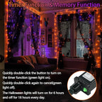 Upgraded Connectable 200 LED Halloween String Lights Outdoor Indoor, 66FT Orange and Purple Halloween Lights 13 Modes, Waterproof Twinkle Fairy Lights Plug in Clear Wire for Tree, Bedroom Decoration