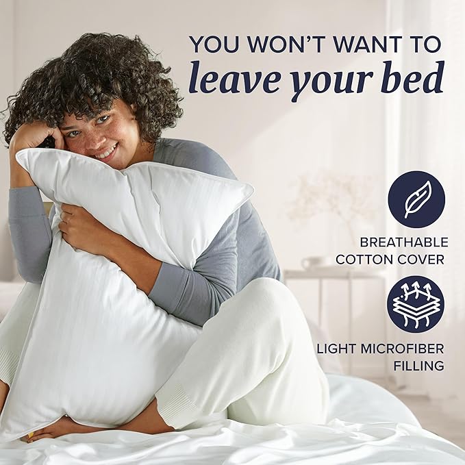 Beckham Hotel Collection Bed Pillows King Size Set of 2 - Down Alternative Pillow for Back, Stomach or Side Sleepers