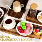Small Charcuterie Boards Rectangular Long Wooden Platters Acacia Wood Serving Tray 4 Pcs Wooden Tray Kitchen Charcuterie Platter for Food Cookie Dessert Fruit Snack, 14" x 5.5" x 0.6"