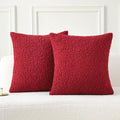 FUTEI Maroon Throw Pillow Covers 22x22 Inch Set of 2,Furry Faux Fur Teddy Boucle Textured Cushion Covers,Soft Fluffy Decorative Pillow Case,Home Decor for Couch Bed Living Room Office Car