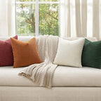 MIULEE Modern Farmhouse Decorative Pillow Covers 18x18 Inch Set of 4 Natural Rustic Throw Pillows Neutral Warm Soft Corduroy Couch Pillowcases Home Decor for Sofa Living Room Bed Christmas Red