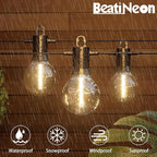 Outdoor String Lights 50ft,Led Patio Globe Lights with 27pcs Plastic Bulbs,Waterproof,Shatterproof,G40 Outdoor String Lights,34 Connectable Hanging for Backyard, Bistro, Porch, Deck, Balcony,Tent