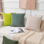 Kevin Textile Decorative Pillow Covers Set of 2 Striped Plush Corduroy Pillows Pillowcases Boho Home Decor Cushion Covers for Couch Sofa Bed Living Room 16x16 Inch, Christmas Green