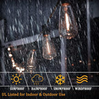 ST40 20Ft LED Outdoor String Lights with 22 Edison Shatterproof Bulbs, C9/E17 Screw Base, Waterproof Commercial Grade Patio Lights UL Listed for Outside Backyard Garden Bistro Porch Decor-Brown