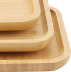JOIKIT 3 Pack 10 Inch Bamboo Platter, Fine Polished Sqaure Wood Plates Bamboo Serving Tray for Holding Fruit, Bread, Cheese, Nut, Coffee, Tea, Plant Saucer