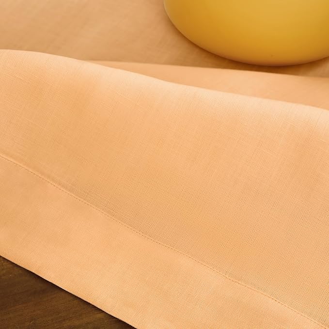 Solino Home Linen Peach Table Runner 60 Inches - 100% Pure Linen Short Table Runner 14 x 60 Inch Ideal for Dresser and Coffee Tables - Fete