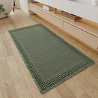 RESARE Waffle Bathroom Runner Rugs, Super Absorbent Bath Mat Non Slip Washable Quick Dry, Upgraded Ultra Soft Boho Bath Rugs with Tassels for Hallway Bedroom Laundry Room, 2'x4'(24"x48"), Green
