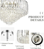 20'' Modern Chandelier,7-Tier Crystal Chandeliers, Pendant Lights Kitchen Island for Dining Room Living Room Bedroom Entryway, CC4215-7W-PC