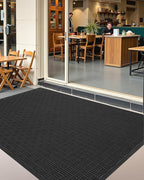 Color&Geometry Front Door Mat Outside Entrance, Heavy Duty Non Slip Low Profile Doormat for Entryway, Trap Dirt and Moisture Welcome Mats All-Weather, Easy Clean, Patio, Garage, 24"x36" Black