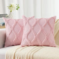 decorUhome Throw Pillow Covers 18x18 Inch Set of 2, Soft Plush Faux Fur Wool Light Pink Couch Pillow Covers, Decorative Neutral Pillow Cases for Bed Sofa Living Room Home Decor