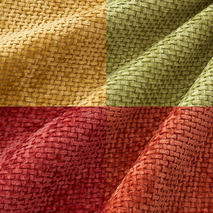 MIULEE Pack of 4 Fall Burnt Orange Couch Throw Pillow Covers 16x16 Inch Yellow Green Soft Decorative Chenille Pillows Farmhouse Accent Cushions for Boho Home Decor Spring Sofa Bedroom Living Room